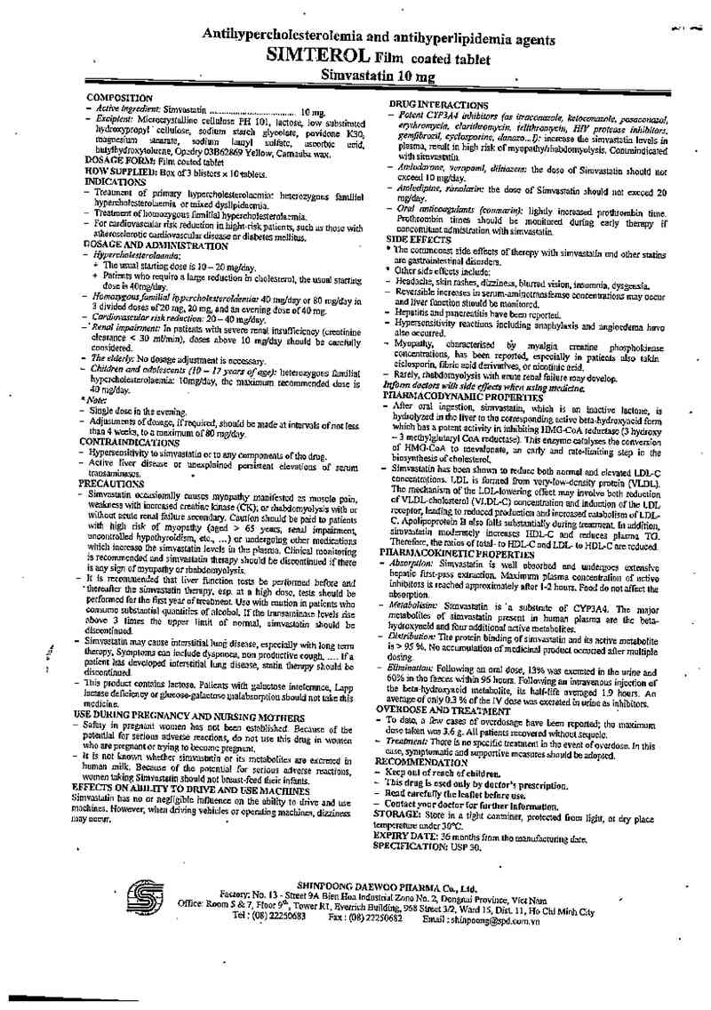 thông tin, cách dùng, giá thuốc Simterol - ảnh 3