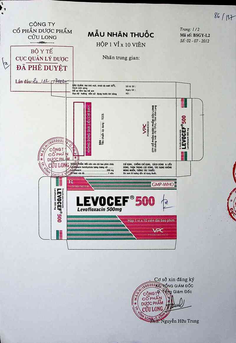 thông tin, cách dùng, giá thuốc Levocef 500 - ảnh 0