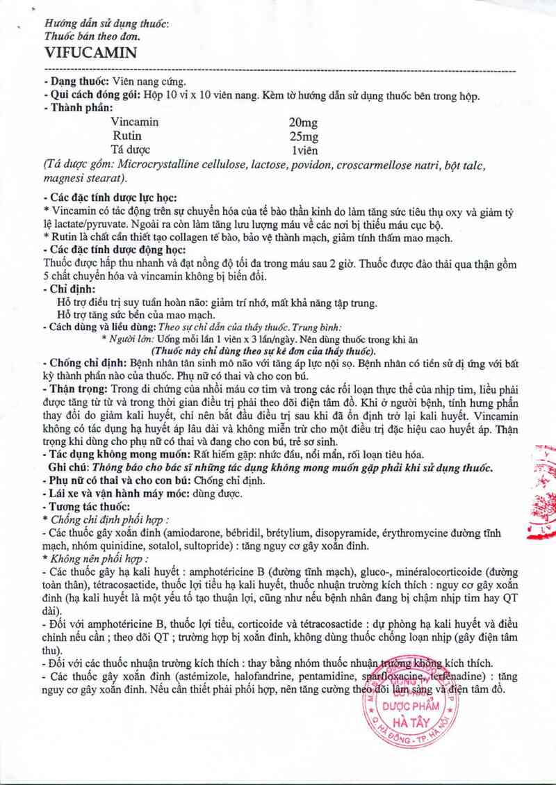 thông tin, cách dùng, giá thuốc Vifucamin - ảnh 1