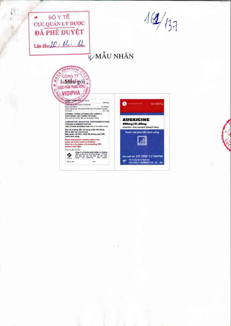 thông tin, cách dùng, giá thuốc Augxicine 250mg/31,25mg - ảnh 0