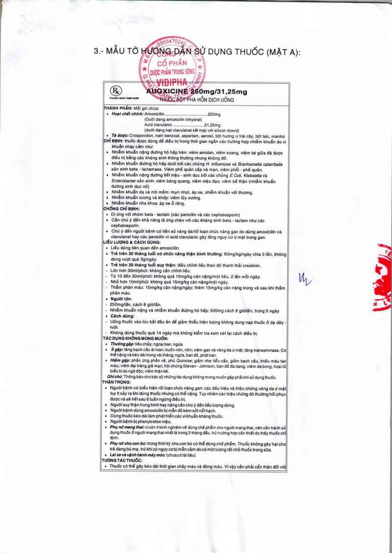 thông tin, cách dùng, giá thuốc Augxicine 250mg/31,25mg - ảnh 2
