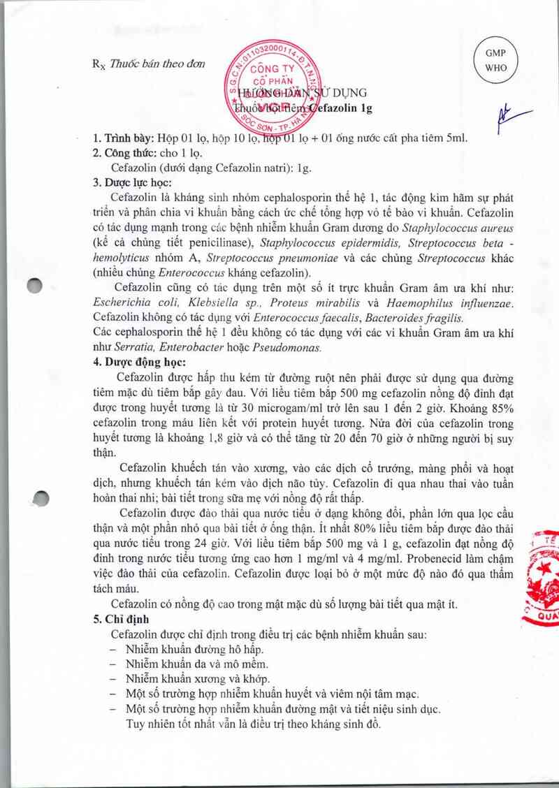 thông tin, cách dùng, giá thuốc Cefazolin 1g - ảnh 4