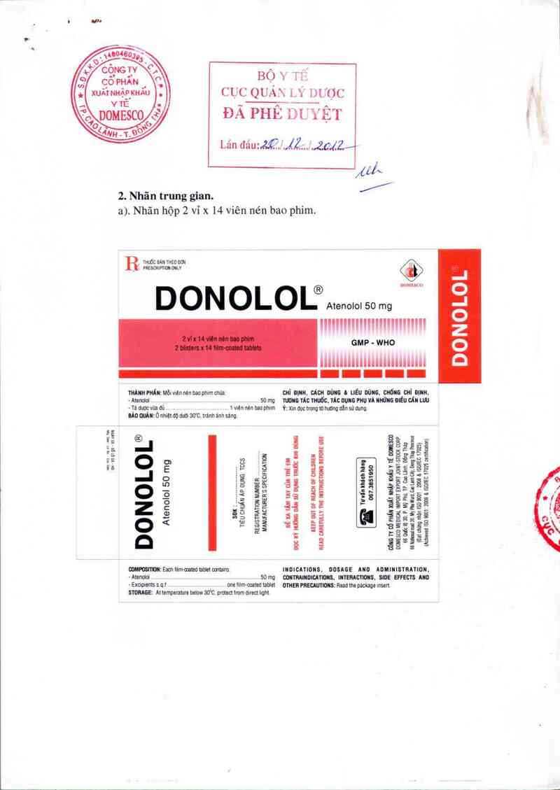 thông tin, cách dùng, giá thuốc Donolol 50 mg - ảnh 0
