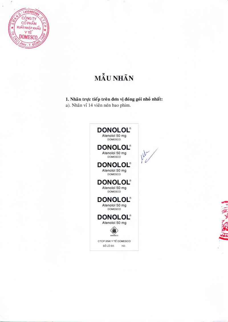 thông tin, cách dùng, giá thuốc Donolol 50 mg - ảnh 1