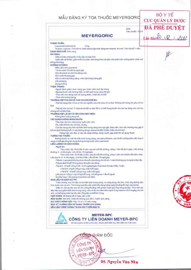 thông tin, cách dùng, giá thuốc Meyergoric - ảnh 1