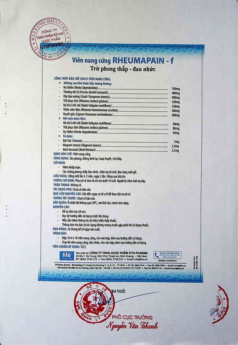 thông tin, cách dùng, giá thuốc Rheumapain- F - ảnh 4