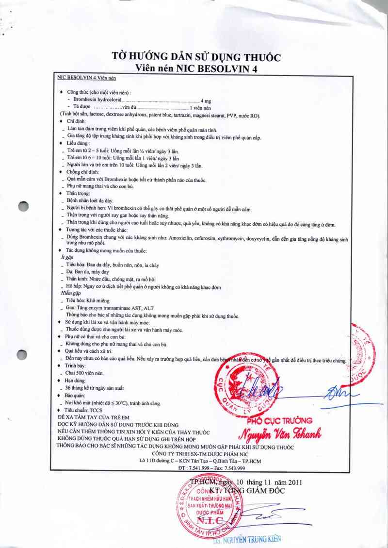 thông tin, cách dùng, giá thuốc NIC Besolvin 4 - ảnh 1