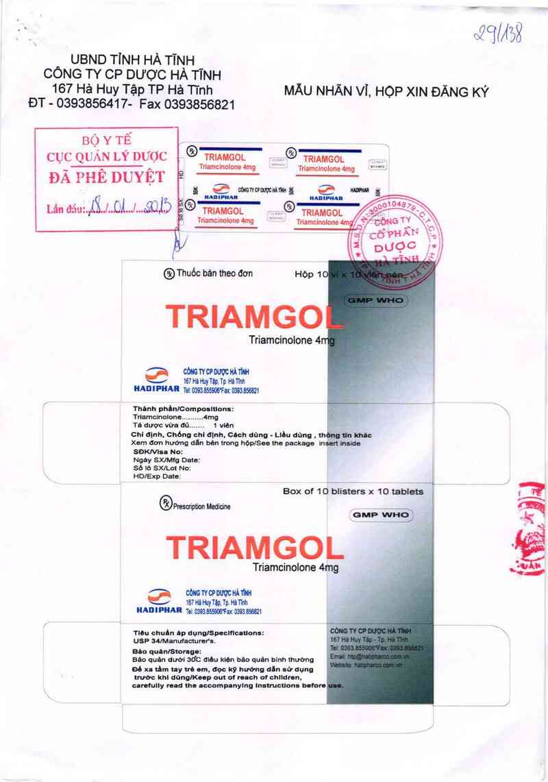 thông tin, cách dùng, giá thuốc Triamgol - ảnh 0