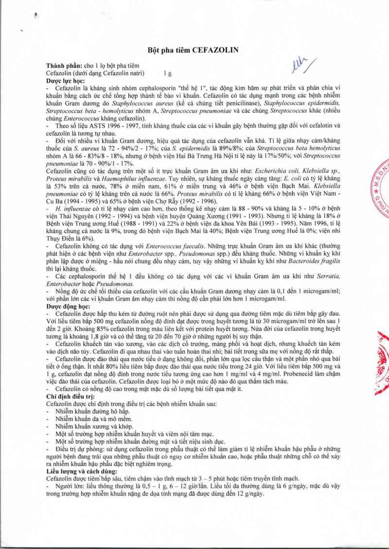 thông tin, cách dùng, giá thuốc Cefazolin - ảnh 2