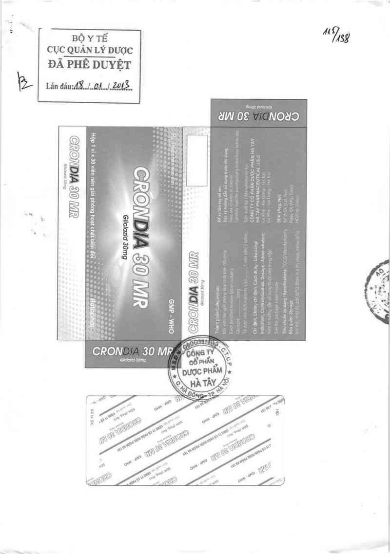 thông tin, cách dùng, giá thuốc Crondia 30 MR - ảnh 0