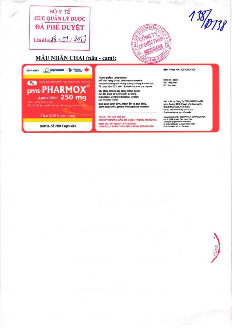 thông tin, cách dùng, giá thuốc pms - Pharmox 250 mg - ảnh 0
