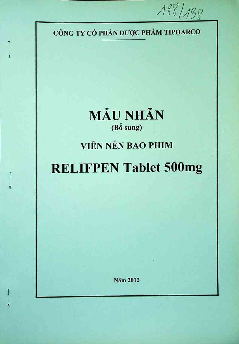 thông tin, cách dùng, giá thuốc Relifpen tablet 500mg - ảnh 0