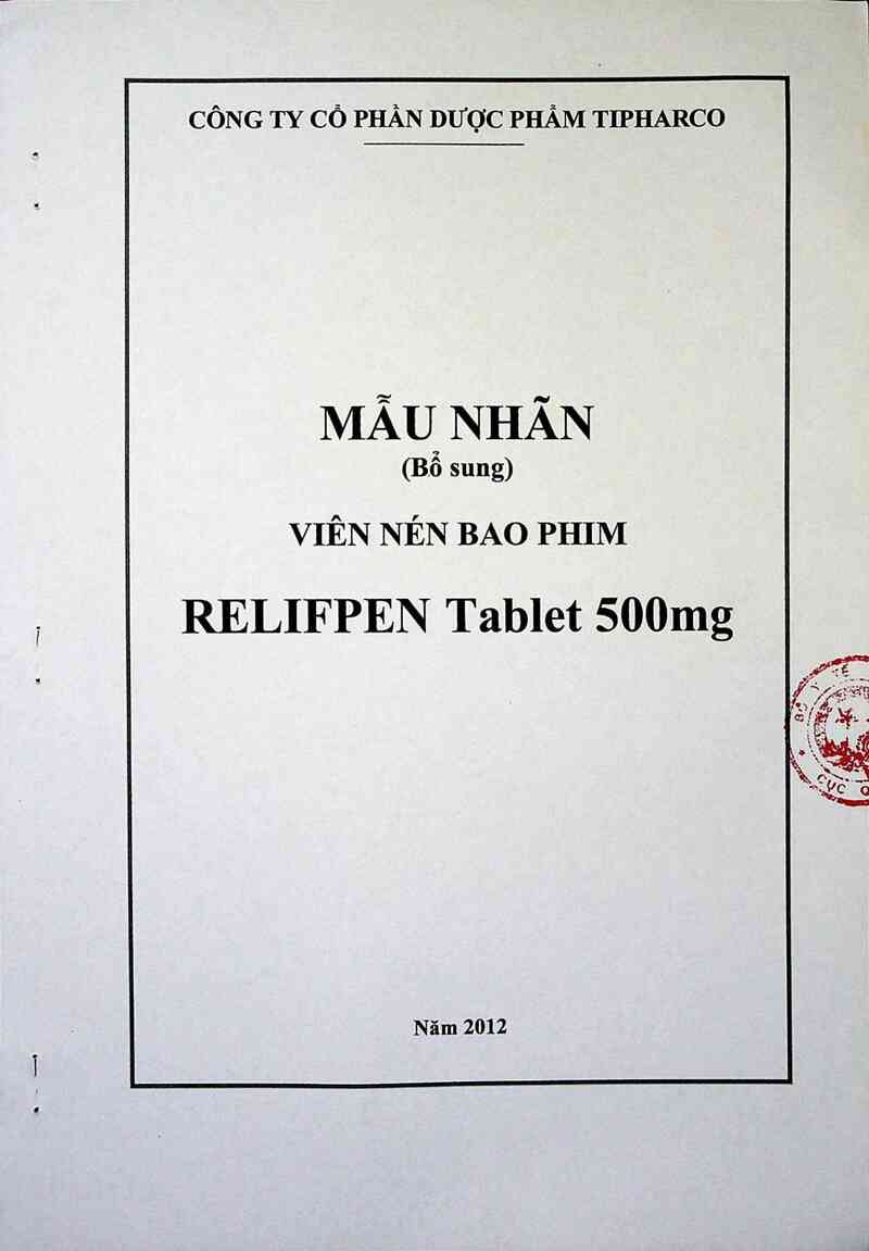 thông tin, cách dùng, giá thuốc Relifpen tablet 500mg - ảnh 1
