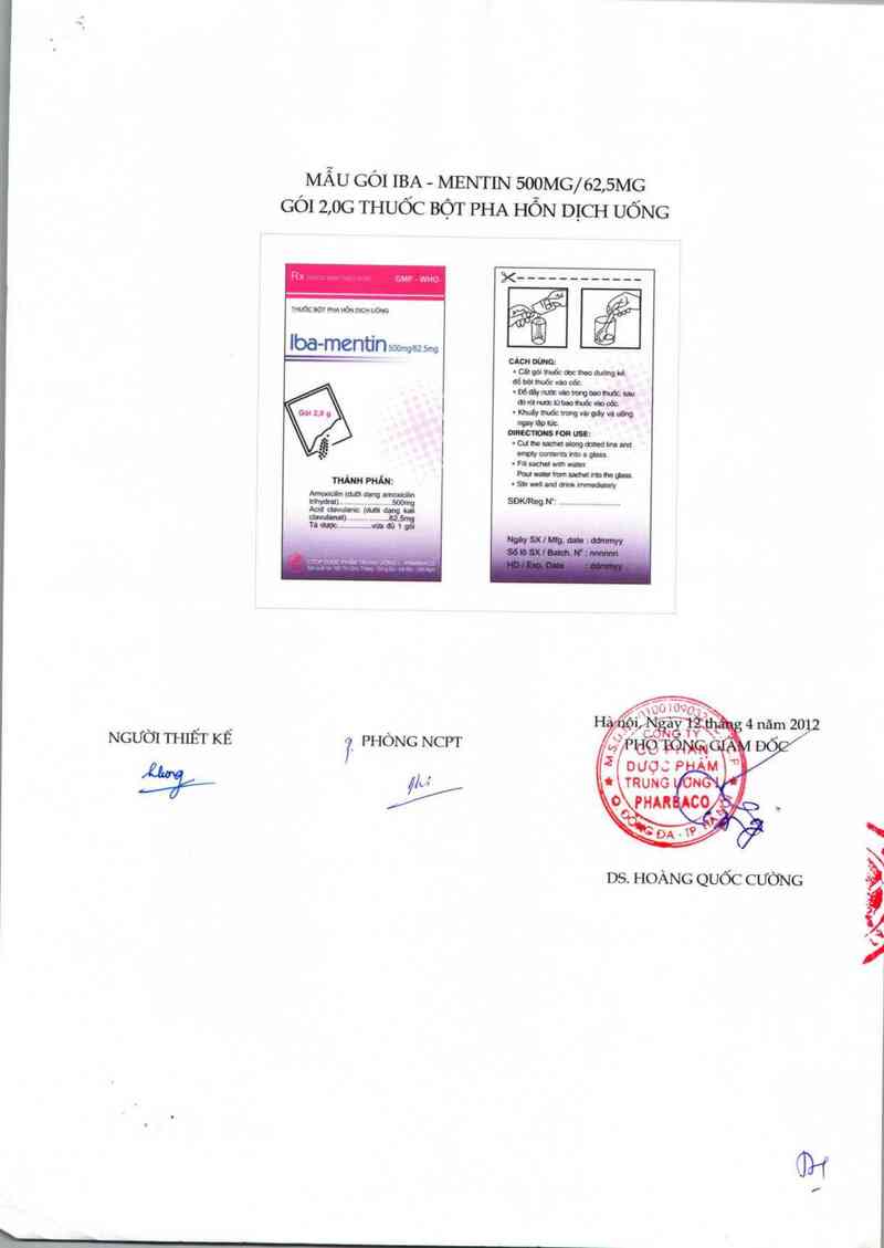 thông tin, cách dùng, giá thuốc Iba- Mentin 500mg/ 62,5mg - ảnh 1