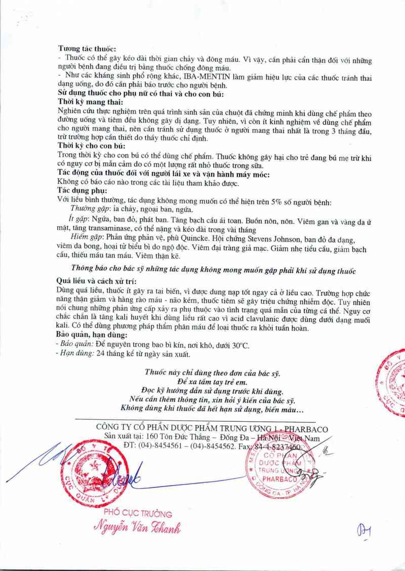 thông tin, cách dùng, giá thuốc Iba- Mentin 500mg/ 62,5mg - ảnh 4