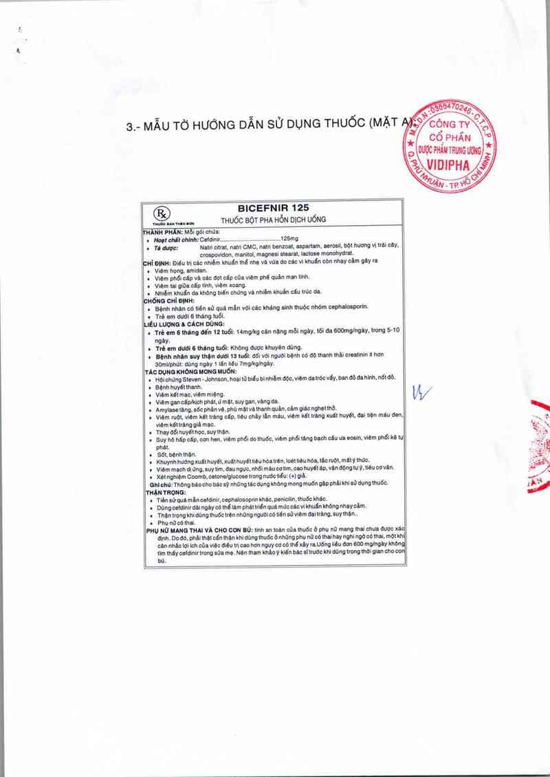 thông tin, cách dùng, giá thuốc Bicefnir 125 - ảnh 2
