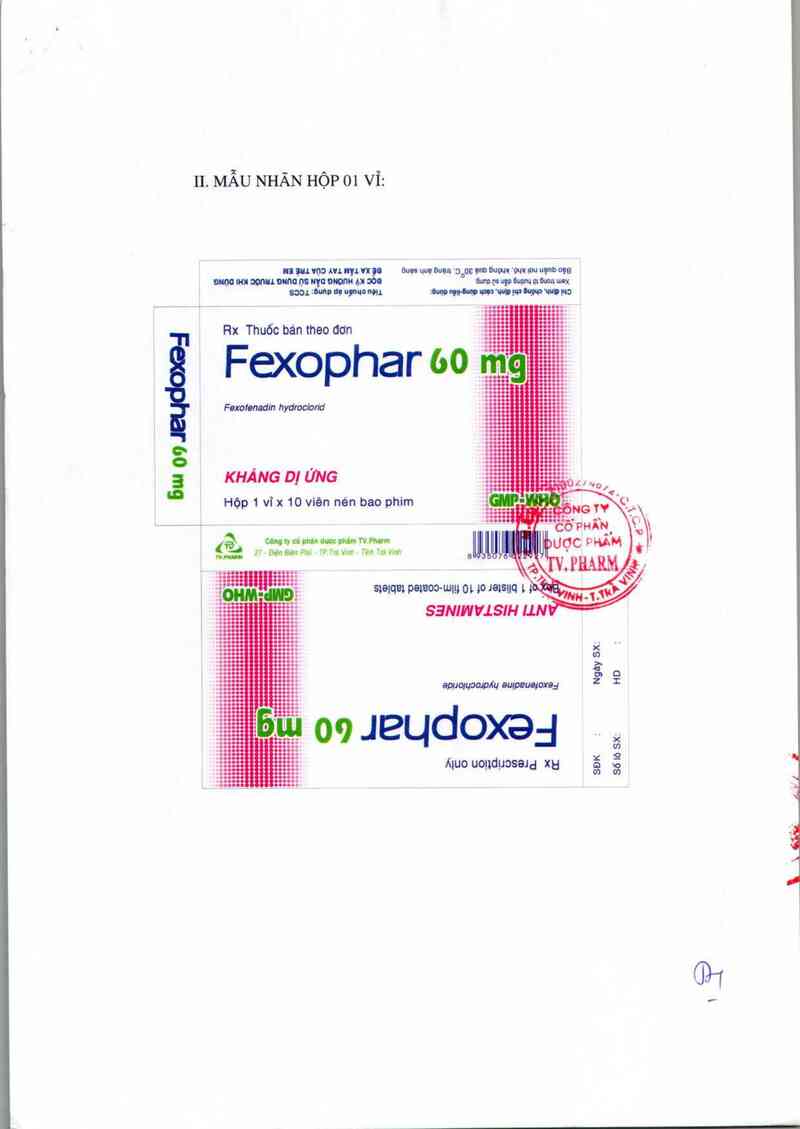 thông tin, cách dùng, giá thuốc Fexophar 60mg - ảnh 1