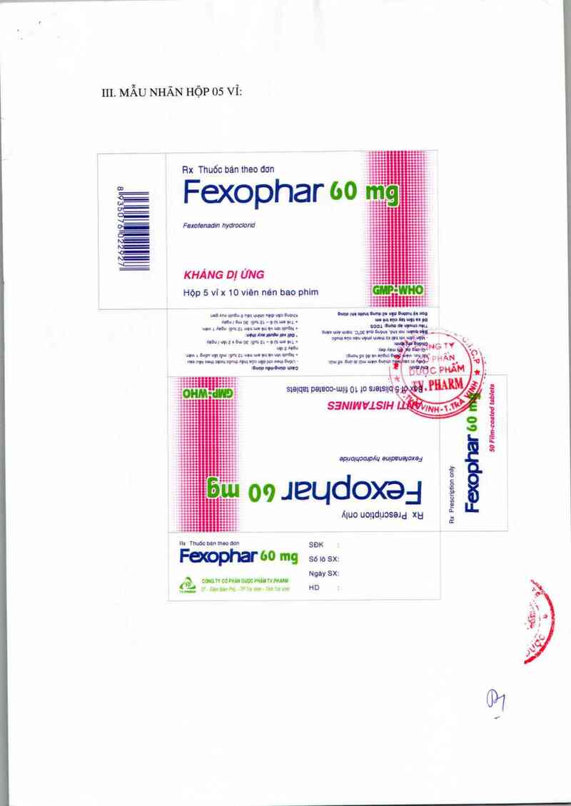 thông tin, cách dùng, giá thuốc Fexophar 60mg - ảnh 2