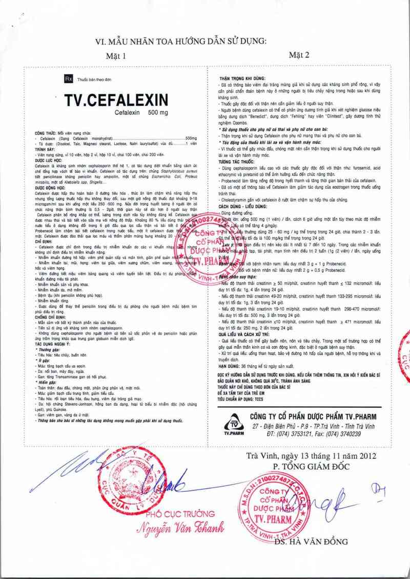 thông tin, cách dùng, giá thuốc TV. Cefalexin - ảnh 4