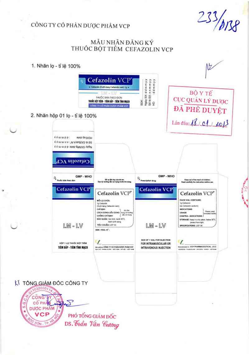 thông tin, cách dùng, giá thuốc Cefazolin VCP - ảnh 0
