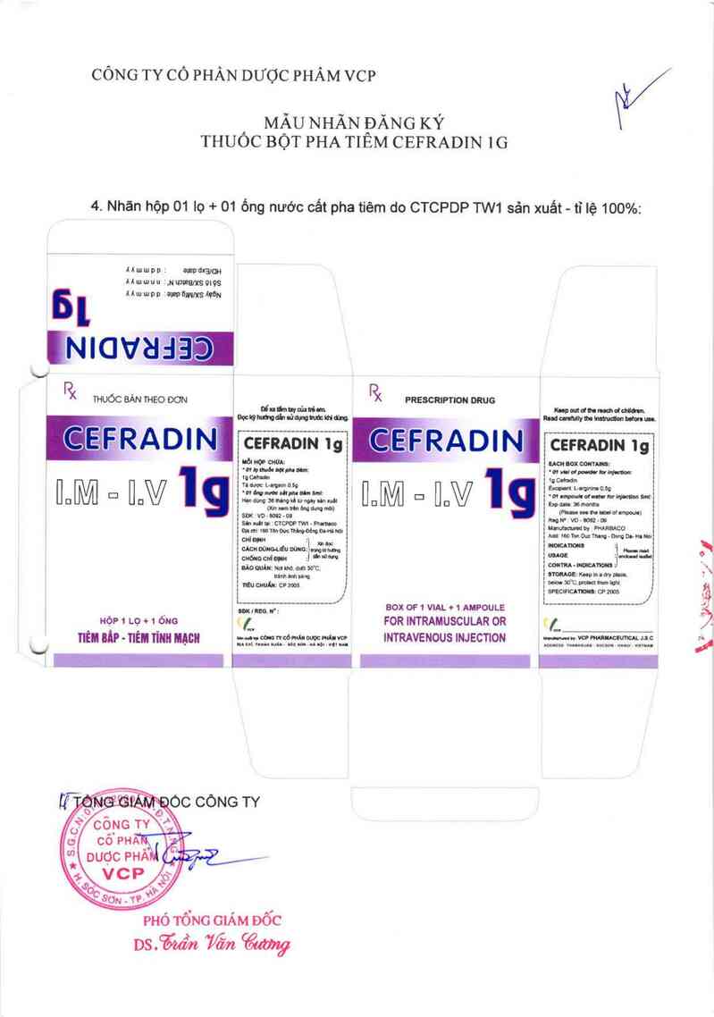 thông tin, cách dùng, giá thuốc Cefradin 1g - ảnh 2