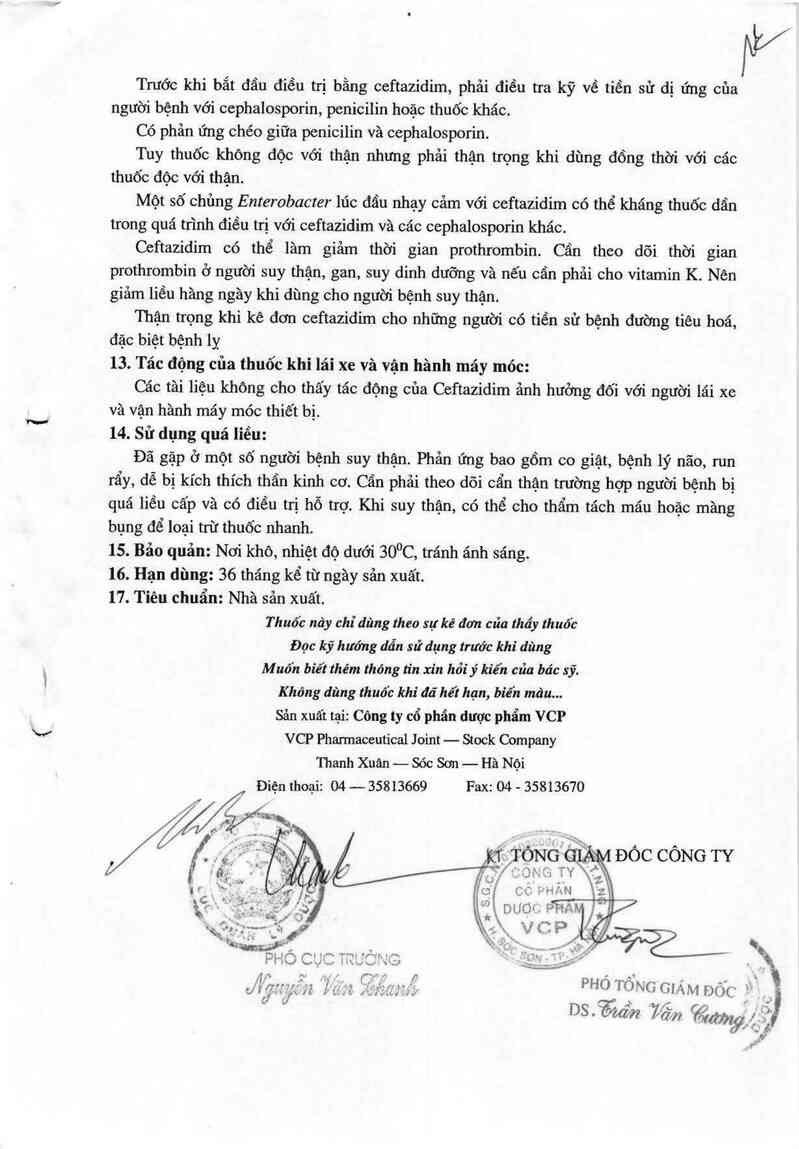 thông tin, cách dùng, giá thuốc Ceftazidim VCP - ảnh 8