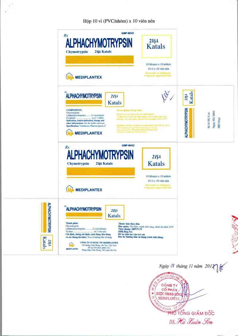thông tin, cách dùng, giá thuốc Alphachymotrypsin - ảnh 1