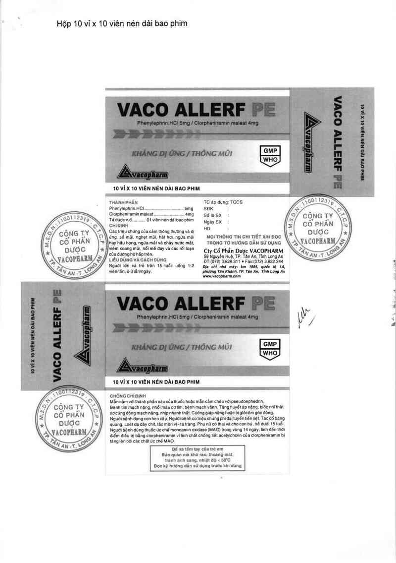 thông tin, cách dùng, giá thuốc Vaco Allerf PE - ảnh 2