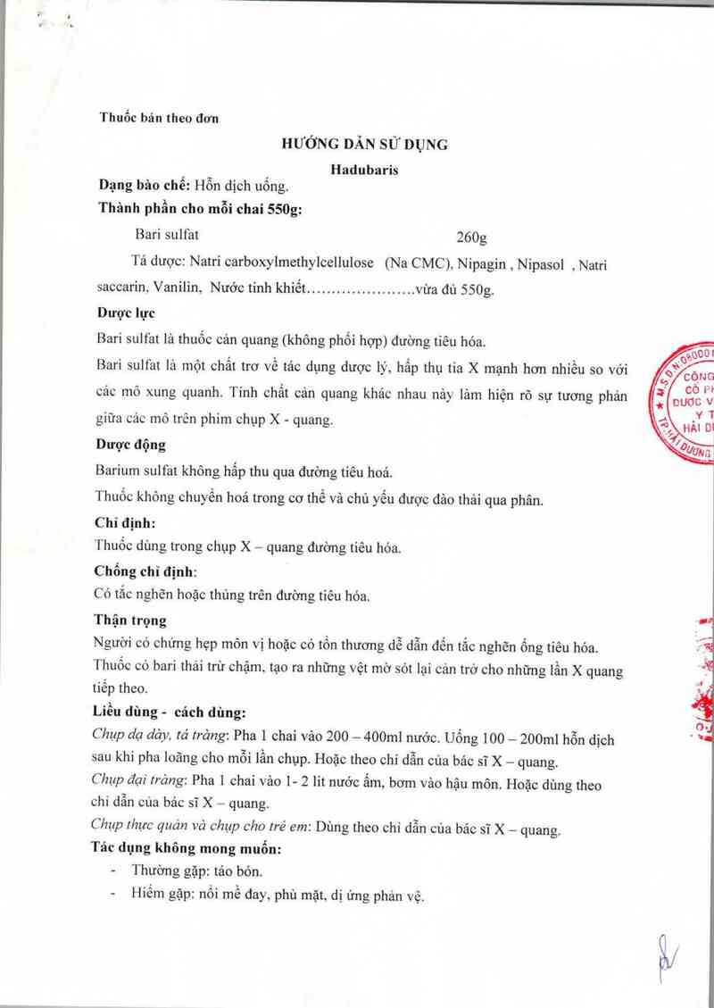 thông tin, cách dùng, giá thuốc Hadubaris - ảnh 2