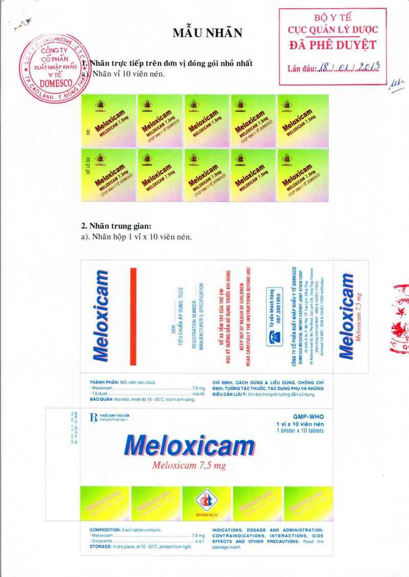 thông tin, cách dùng, giá thuốc Meloxicam 7,5 mg - ảnh 0