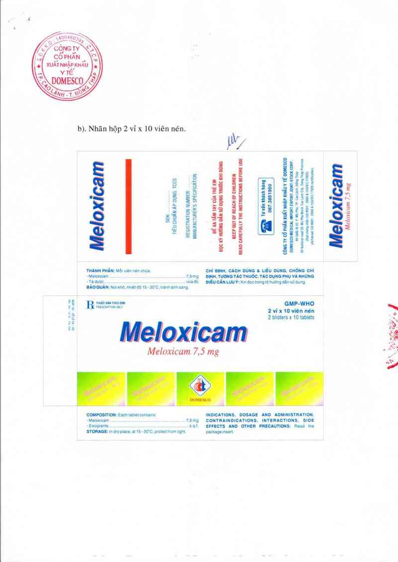 thông tin, cách dùng, giá thuốc Meloxicam 7,5 mg - ảnh 1