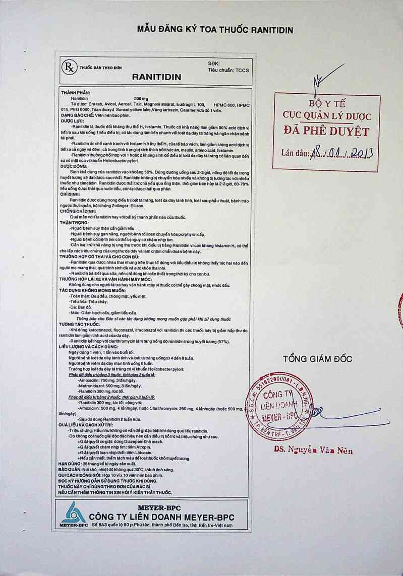thông tin, cách dùng, giá thuốc Ranitidin - ảnh 1