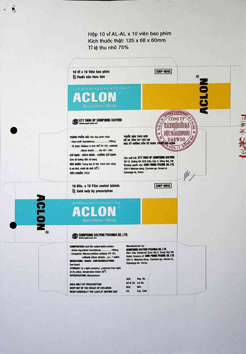 thông tin, cách dùng, giá thuốc Aclon - ảnh 1