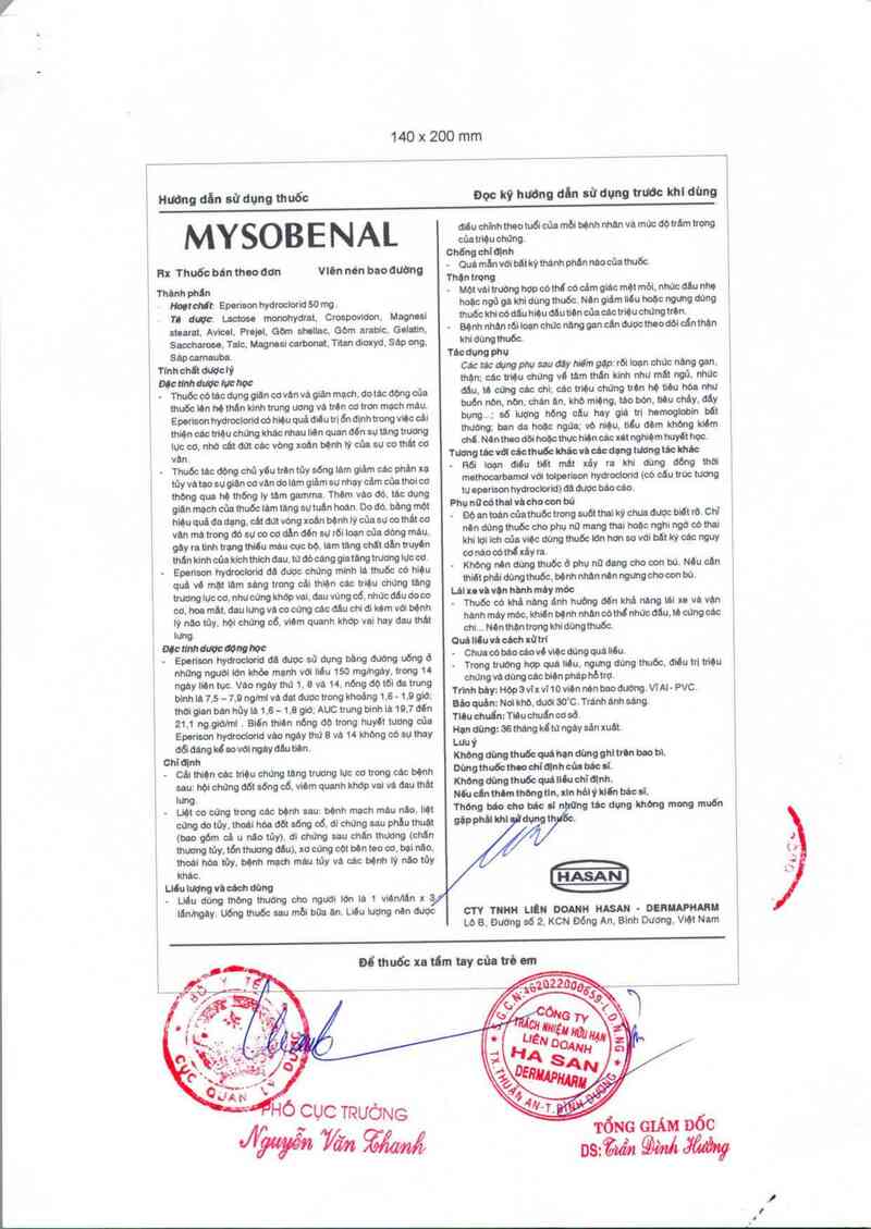thông tin, cách dùng, giá thuốc Mysobenal - ảnh 2