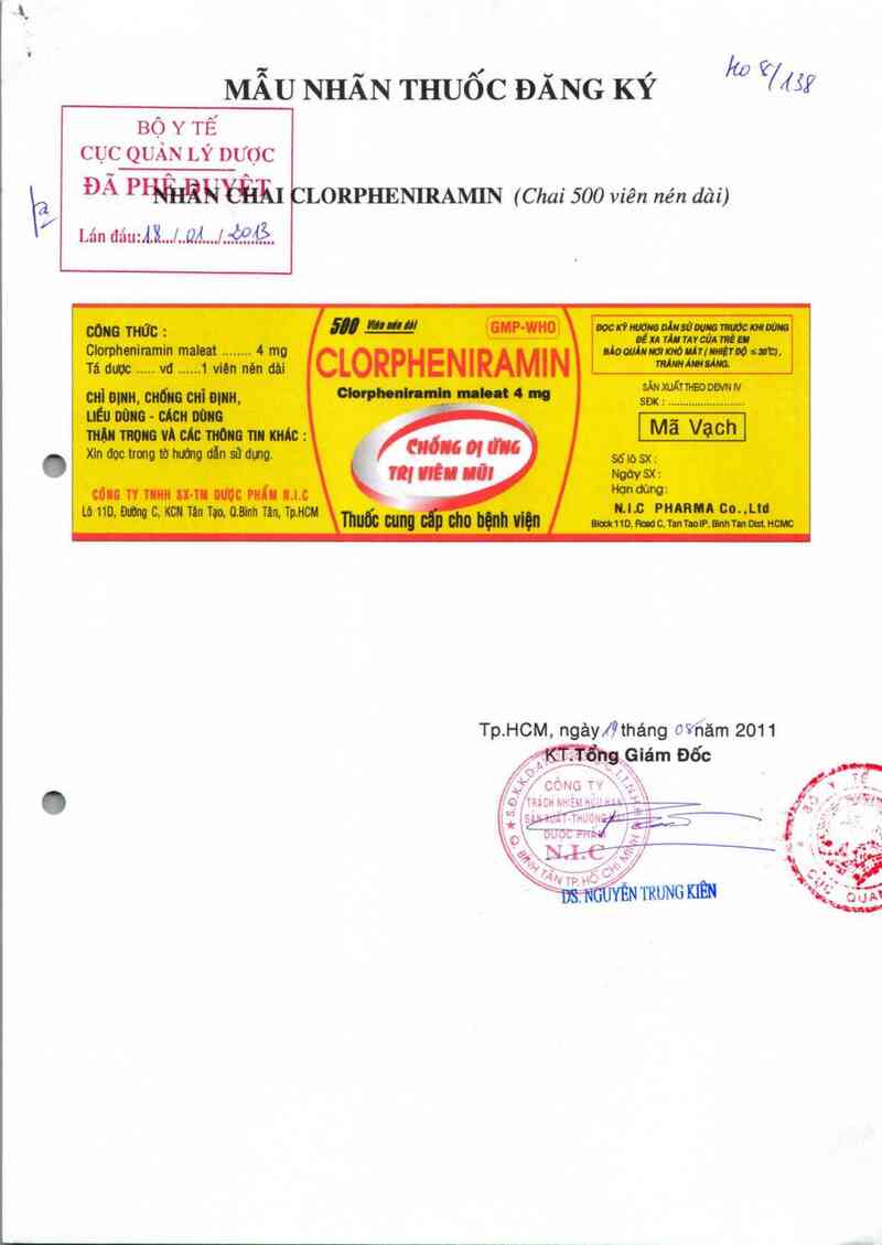 thông tin, cách dùng, giá thuốc Clorpheniramin  4 mg - ảnh 0