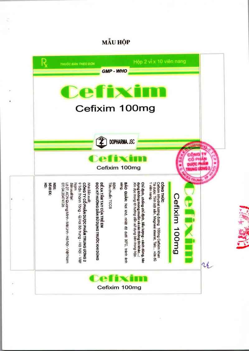 thông tin, cách dùng, giá thuốc Cefixim 100 mg - ảnh 1