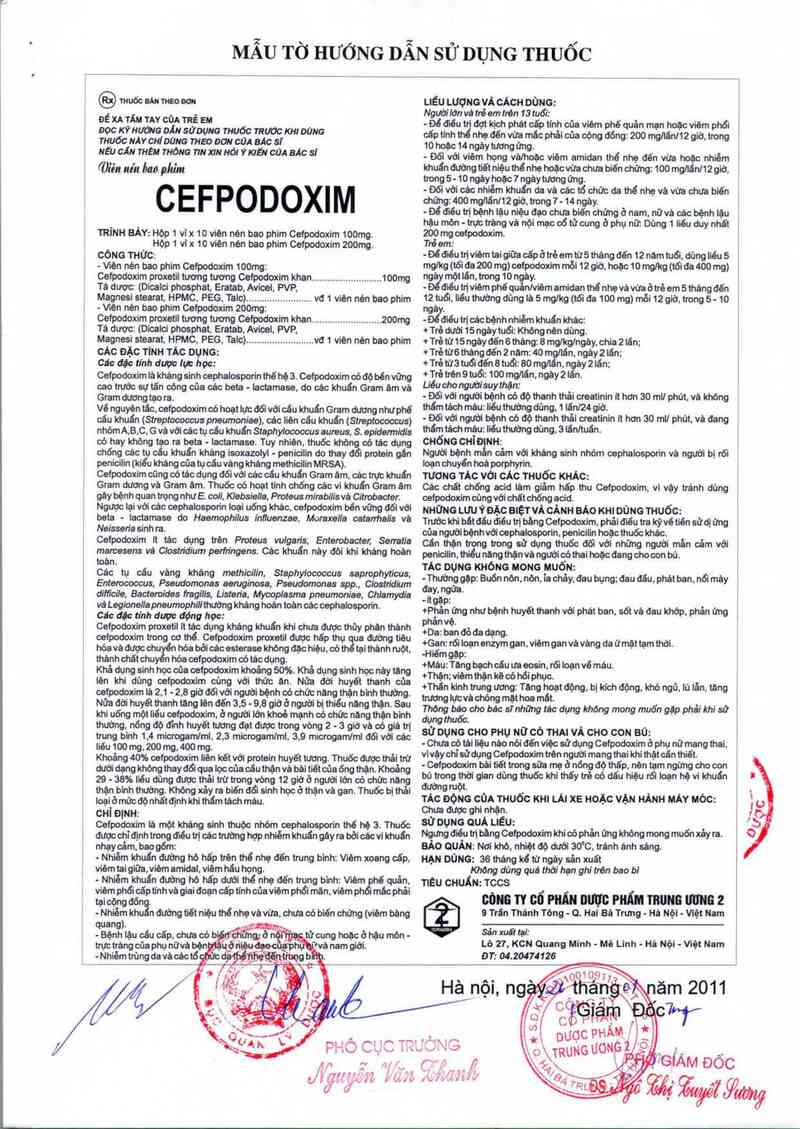 thông tin, cách dùng, giá thuốc Cefpodoxim 200 - ảnh 2