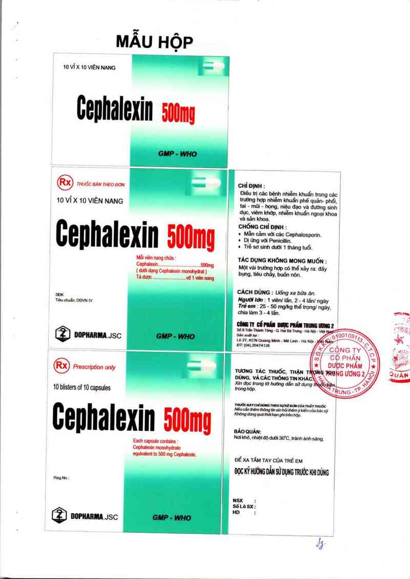 thông tin, cách dùng, giá thuốc Cephalexin 500 mg - ảnh 1