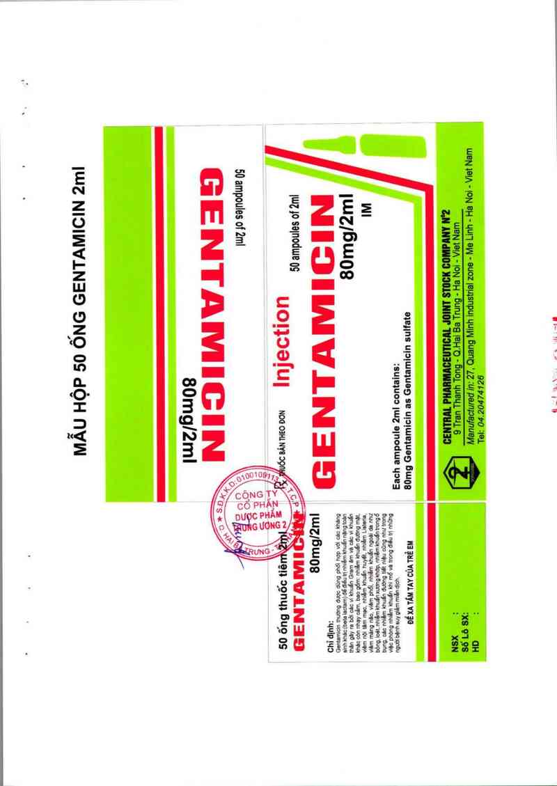 thông tin, cách dùng, giá thuốc Gentamycin 80 mg/2 ml - ảnh 2