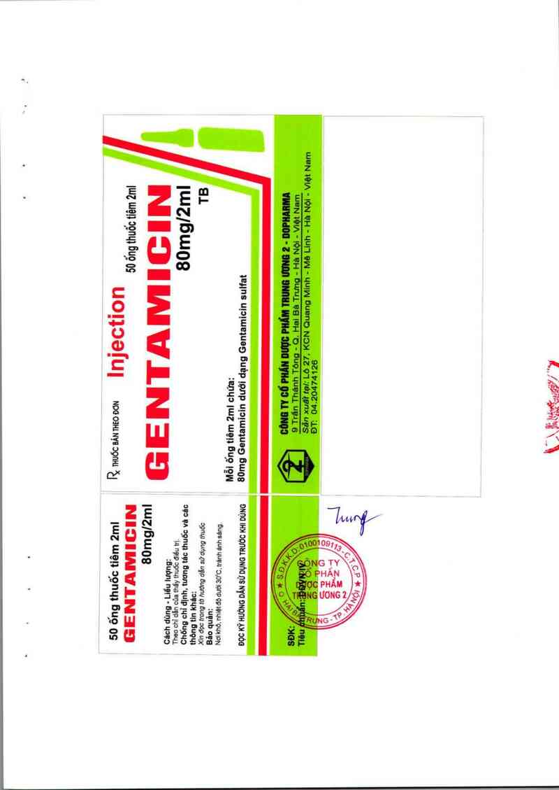 thông tin, cách dùng, giá thuốc Gentamycin 80 mg/2 ml - ảnh 3