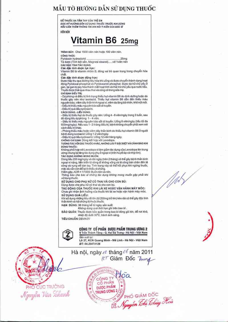 thông tin, cách dùng, giá thuốc Vitamin B6 25 mg - ảnh 1