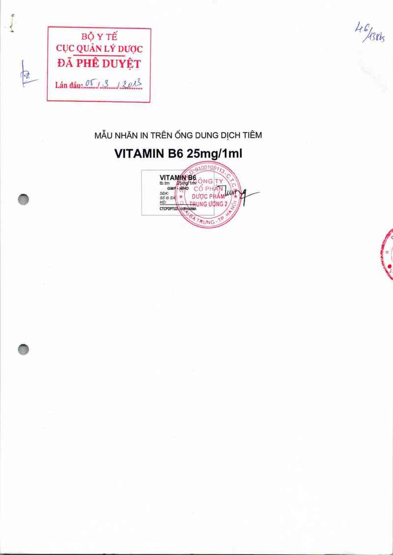 thông tin, cách dùng, giá thuốc Vitamin B6 25 mg/1 ml - ảnh 0
