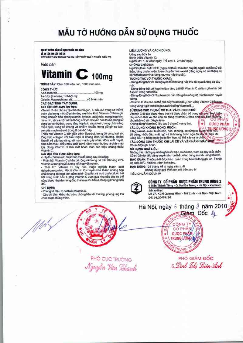 thông tin, cách dùng, giá thuốc Vitamin C 100 mg - ảnh 1