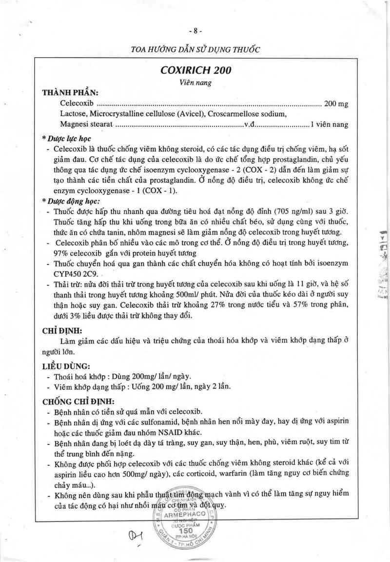 thông tin, cách dùng, giá thuốc Coxirich 200 - ảnh 2