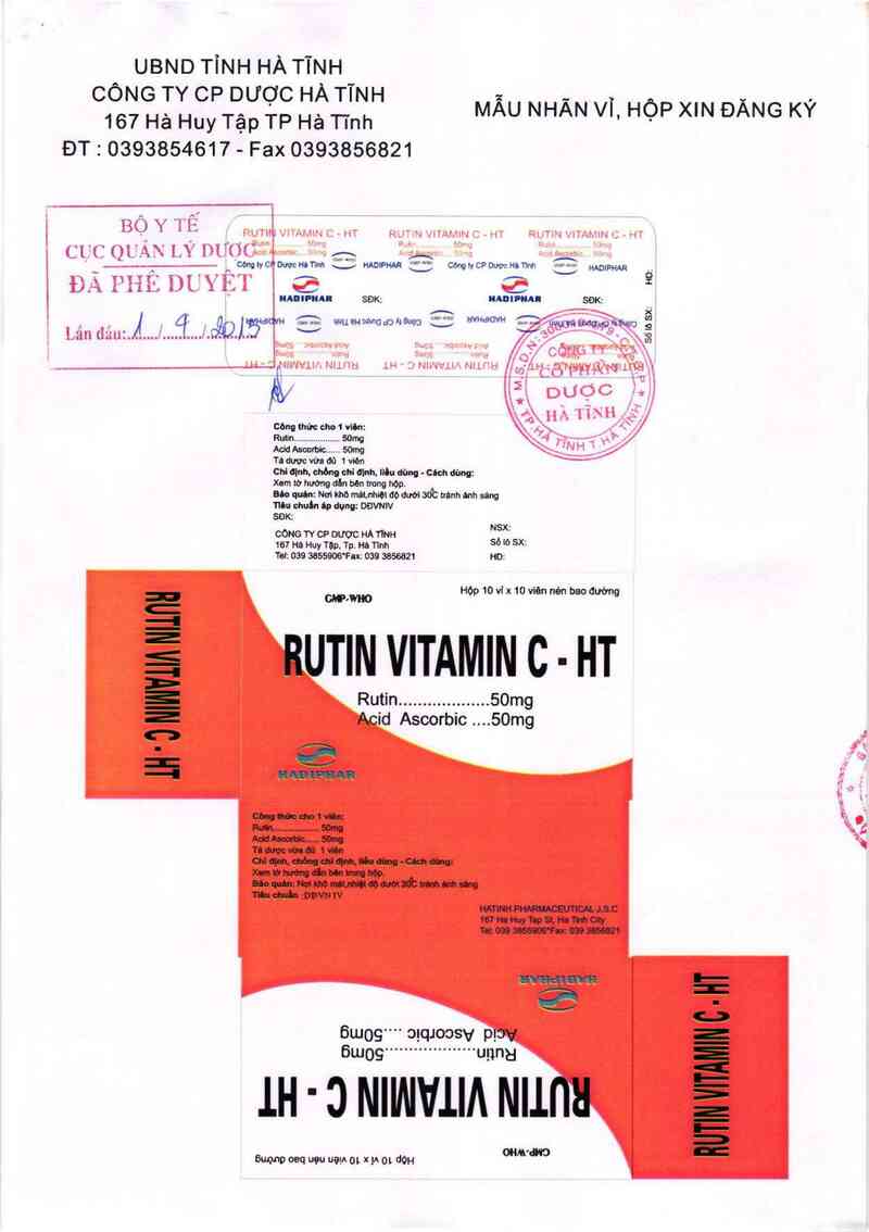 thông tin, cách dùng, giá thuốc Rutin Vitamin C - HT - ảnh 1