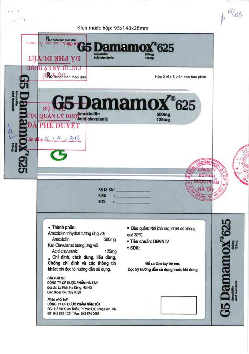 thông tin, cách dùng, giá thuốc G5 Damamox 625 - ảnh 0