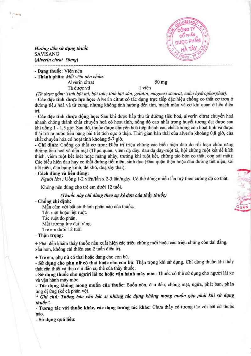 thông tin, cách dùng, giá thuốc Savisang - ảnh 1