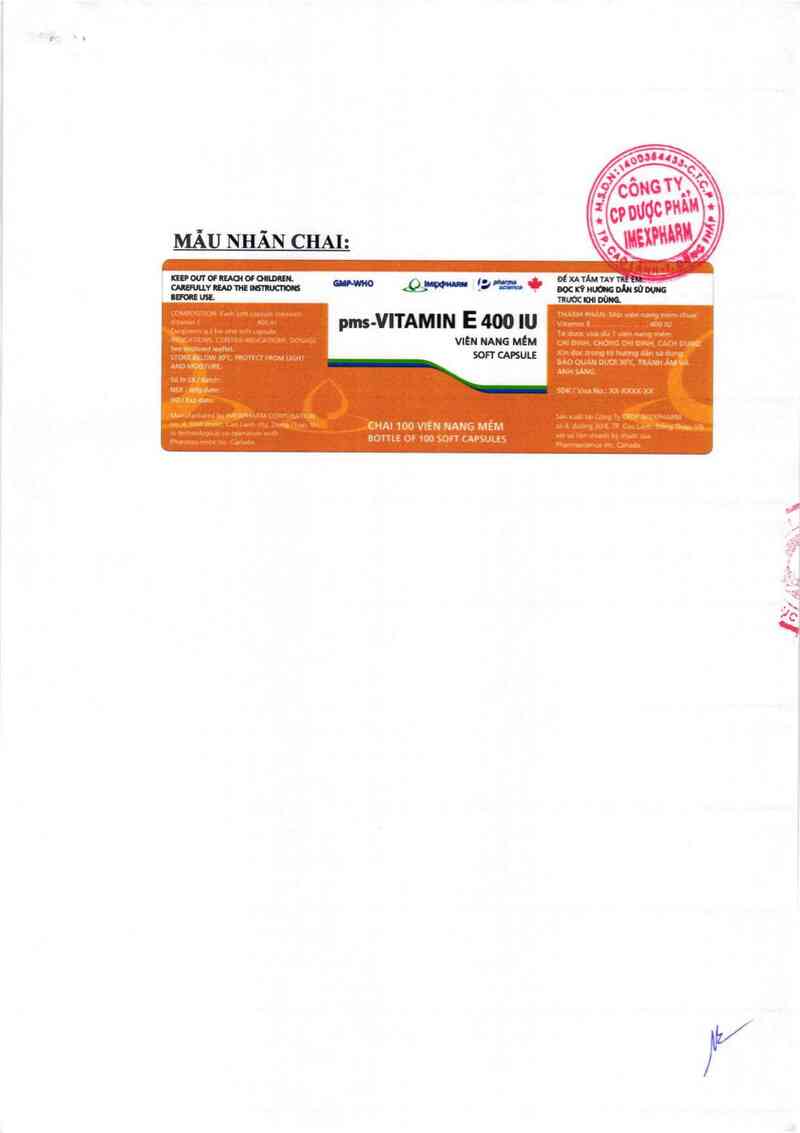 thông tin, cách dùng, giá thuốc pms - vitamin E 400 IU - ảnh 1