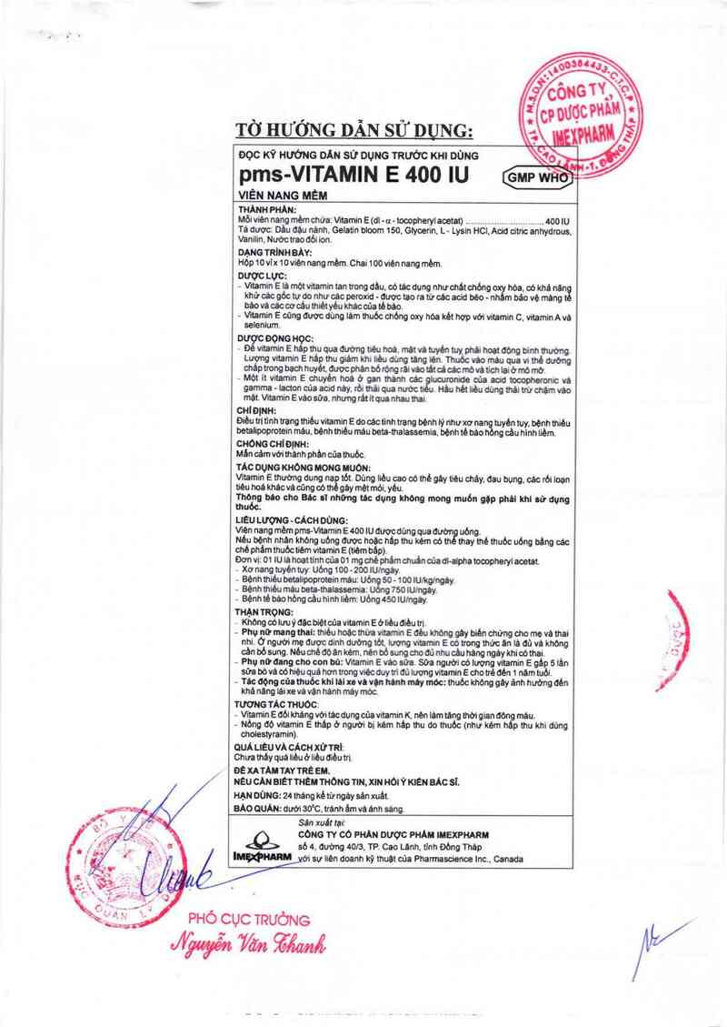 thông tin, cách dùng, giá thuốc pms - vitamin E 400 IU - ảnh 4