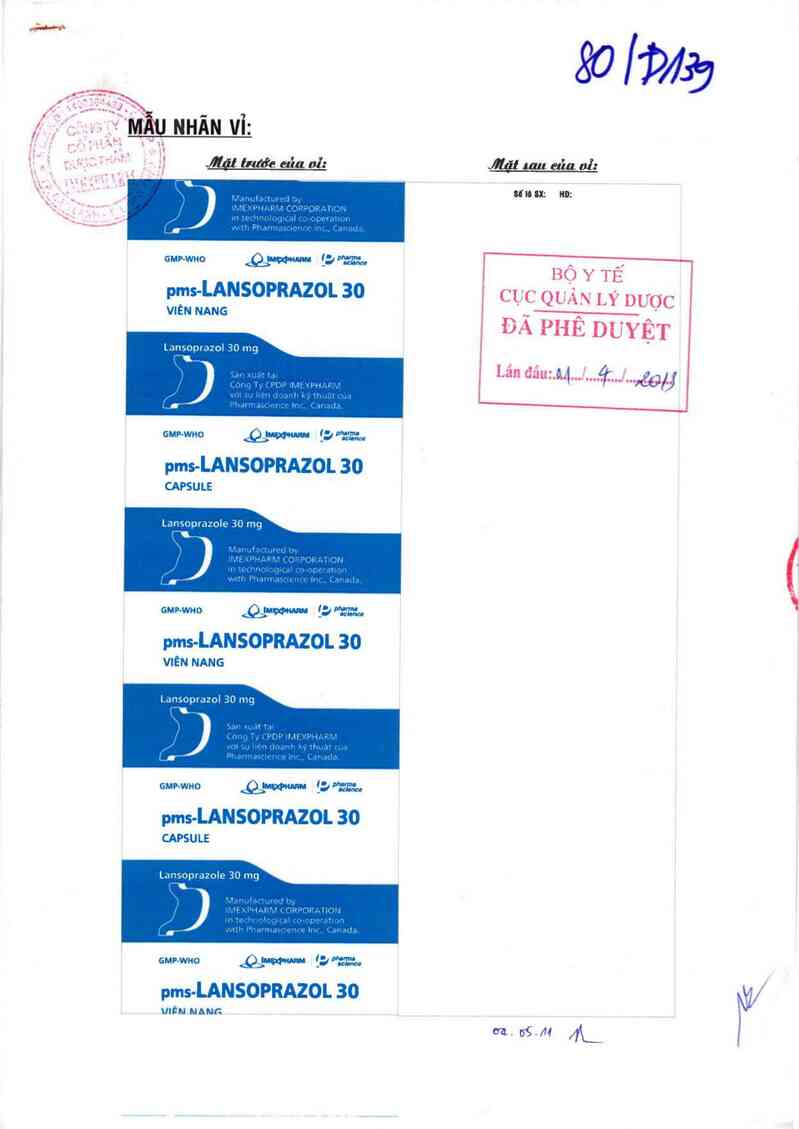 thông tin, cách dùng, giá thuốc pms-Lansoprazol 30 - ảnh 0